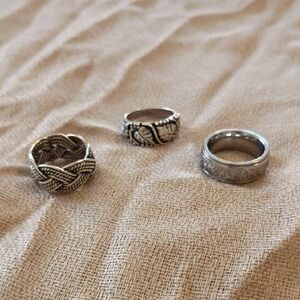 Set of Three Silver Rings